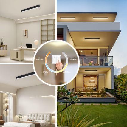 Immax NEO 07255L - himmennettävä LED-kattovalaisin NEO LITE LUNGO LED/20W/230V 3000-6000K Wi-Fi Tuya musta + kaukosäädin