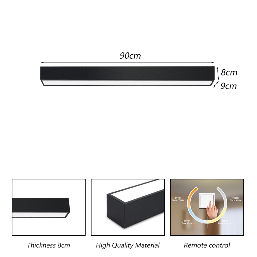 Immax NEO 07255L - himmennettävä LED-kattovalaisin NEO LITE LUNGO LED/20W/230V 3000-6000K Wi-Fi Tuya musta + kaukosäädin