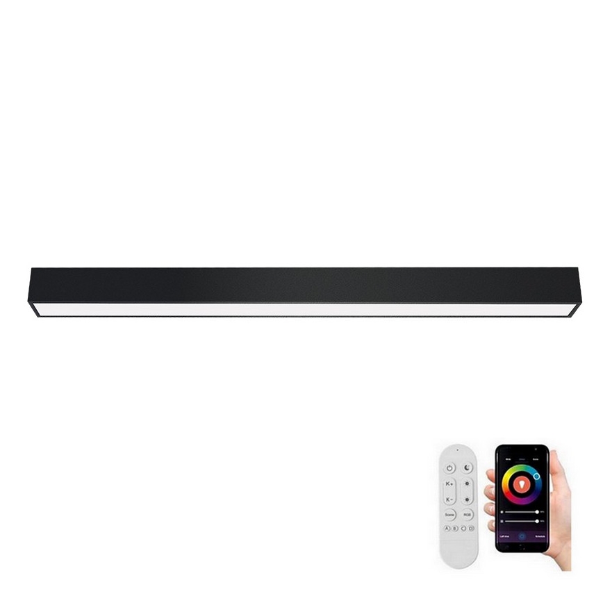 Immax NEO 07256L - Himmennettävä LED-kattovalaisin NEO LITE LUNGO LED/38W/230V 3000-6000K Wi-Fi Tuya musta + kauko-ohjaus