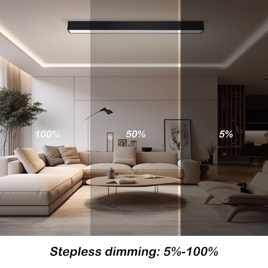 Immax NEO 07256L - Himmennettävä LED-kattovalaisin NEO LITE LUNGO LED/38W/230V 3000-6000K Wi-Fi Tuya musta + kauko-ohjaus