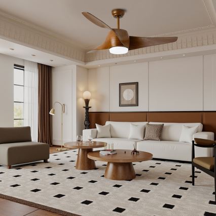 Immax NEO 07286L - LED himmennettävä kattovalo WAVE LED/18W/230V Wi-Fi Tuya ruskea halkaisija 132 cm + kauko-ohjaus