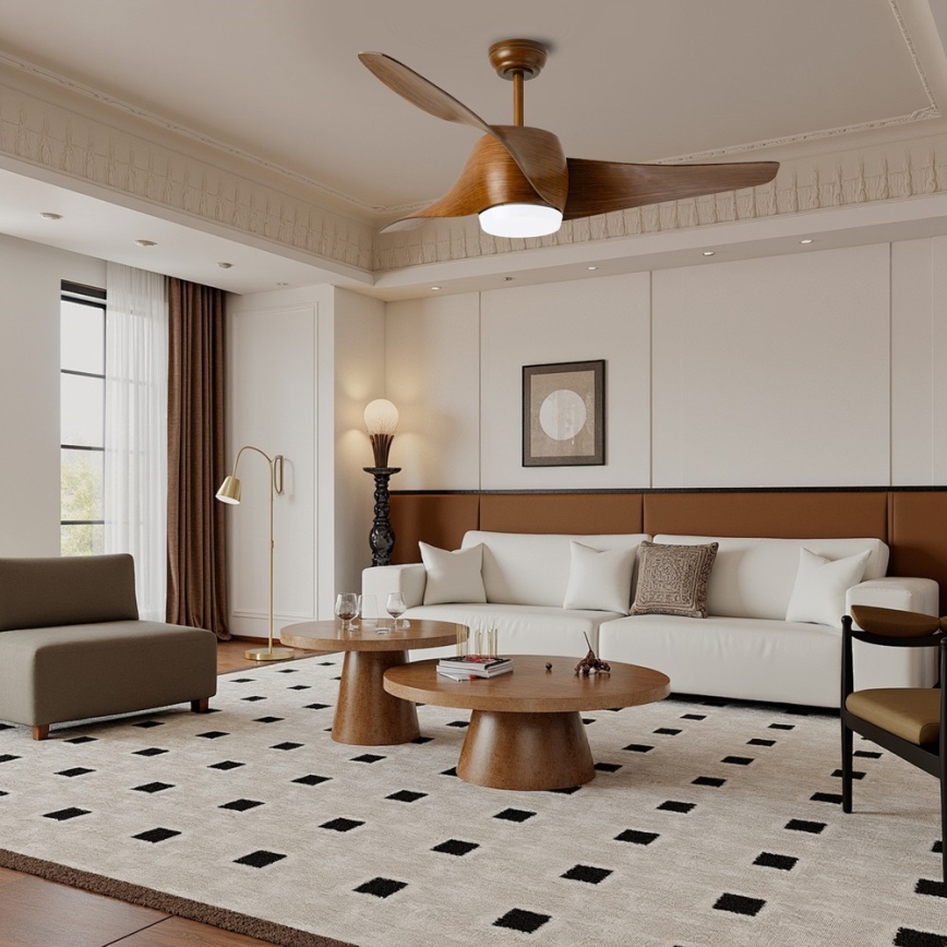 Immax NEO 07286L - LED himmennettävä kattovalo WAVE LED/18W/230V Wi-Fi Tuya ruskea halkaisija 132 cm + kauko-ohjaus