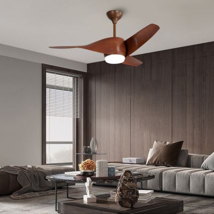 Immax NEO 07286L - LED-kattotuuletin WAVE LED/18W/230V Wi-Fi Tuya ruskea halkaisija 132 cm + kaukosäädin