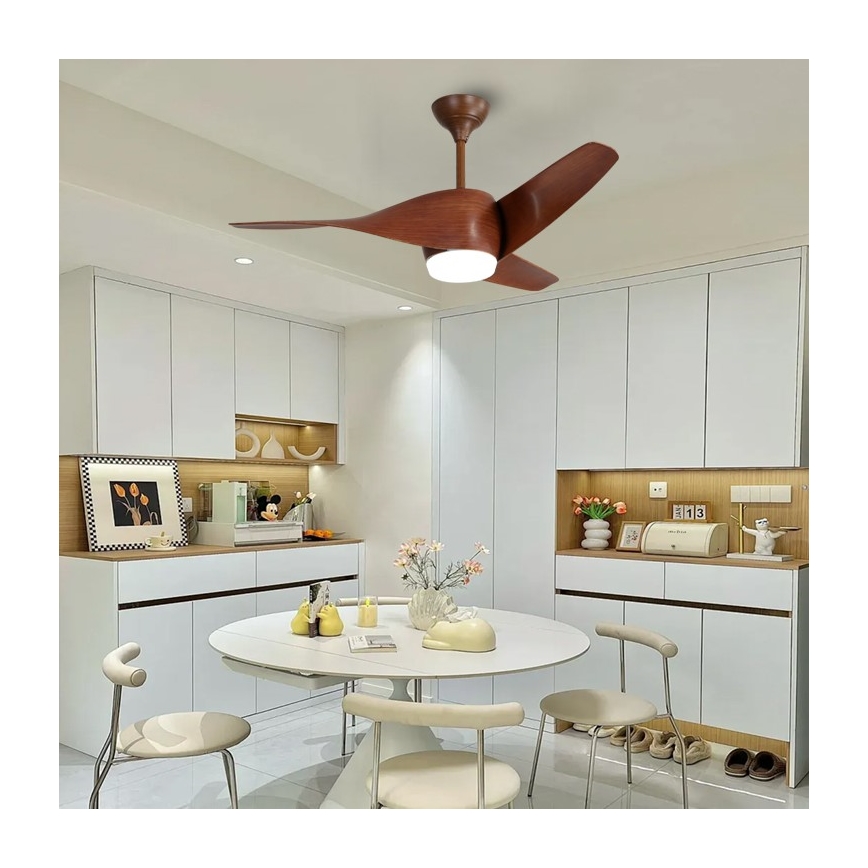 Immax NEO 07286L - LED-kattotuuletin WAVE LED/18W/230V Wi-Fi Tuya ruskea halkaisija 132 cm + kaukosäädin