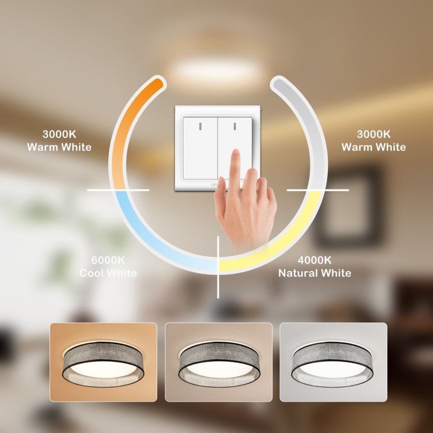 Immax NEO 07287L - LED+CCT himmennettävä kattovalaisin LONA LED/36W/230V 3000-6000K Wi-Fi Tuya Ø 45,5 cm + kaukosäädin