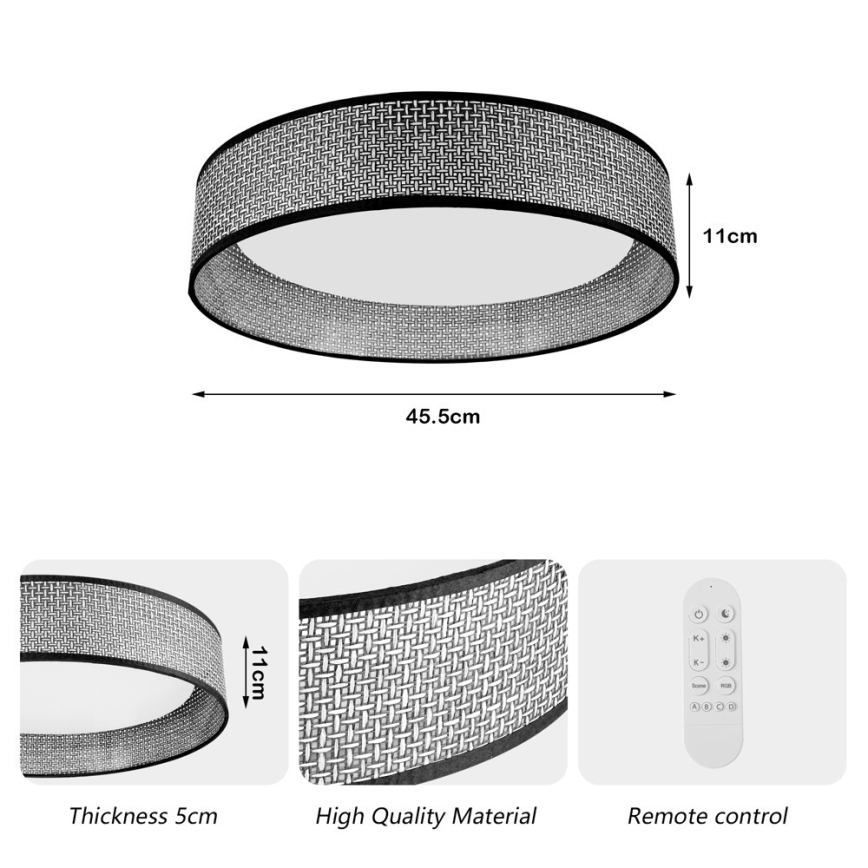 Immax NEO 07287L - LED+CCT himmennettävä kattovalaisin LONA LED/36W/230V 3000-6000K Wi-Fi Tuya Ø 45,5 cm + kaukosäädin