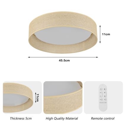 Immax NEO 07289L - LED+CCT-himmennettävä kattovalaisin LONA LED/36W/230V 3000–6000 K Wi‑Fi Tuya Ø 45,5 cm + kaukosäädin