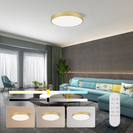 Immax NEO 07293L - himmennettävä LED-kattovalaisin NEO LITE SEMPLICI LED, 60 W, 230 V, 3000–6000 K, halkaisija 60 cm, Wi‑Fi (Tuya), kultainen + kaukosäädin