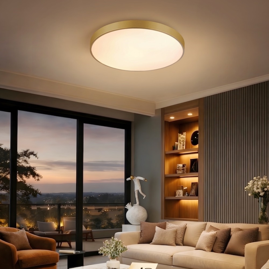 Immax NEO 07293L - himmennettävä LED-kattovalaisin NEO LITE SEMPLICI LED, 60 W, 230 V, 3000–6000 K, halkaisija 60 cm, Wi‑Fi (Tuya), kultainen + kaukosäädin