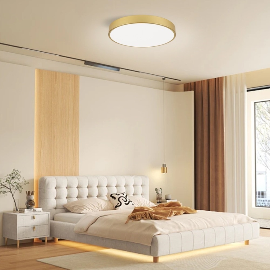 Immax NEO 07293L - himmennettävä LED-kattovalaisin NEO LITE SEMPLICI LED, 60 W, 230 V, 3000–6000 K, halkaisija 60 cm, Wi‑Fi (Tuya), kultainen + kaukosäädin