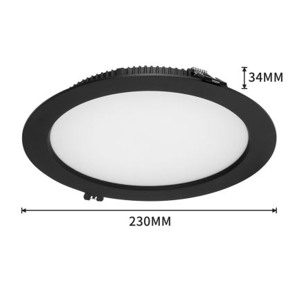 Immax NEO 07294L - himmennettävä upotettava DOWN-LED-alasvalo, 36 W / 230 V, Wi‑Fi, halkaisija 23 cm, musta