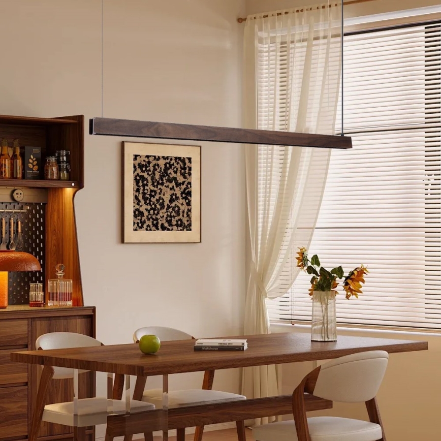 Immax NEO 07300L - LED himmennettävä riippuvalaisin vaijerilla MADEIRA LED/26W/230V Wi-Fi Tuya 122 cm pähkinänsävyinen + kaukosäädin