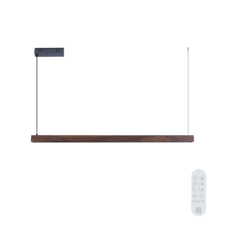 Immax NEO 07300L - LED himmennettävä riippuvalaisin vaijerilla MADEIRA LED/26W/230V Wi-Fi Tuya 122 cm pähkinänsävyinen + kaukosäädin