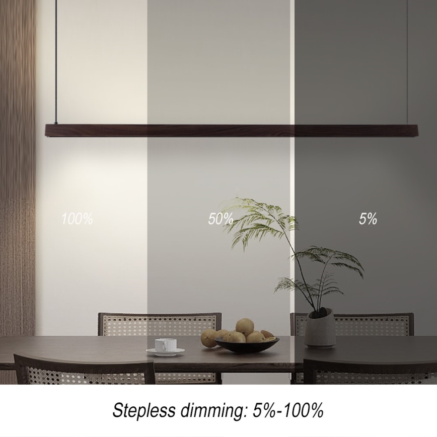 Immax NEO 07301L - LED himmennettävä riippuvalaisin vaijerilla MADEIRA LED/33W/230V Wi-Fi Tuya 152 cm pähkinä + kaukosäädin