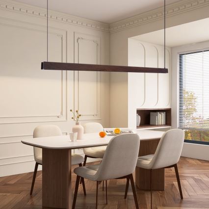 Immax NEO 07301L - LED himmennettävä riippuvalaisin vaijerilla MADEIRA LED/33W/230V Wi-Fi Tuya 152 cm pähkinä + kaukosäädin