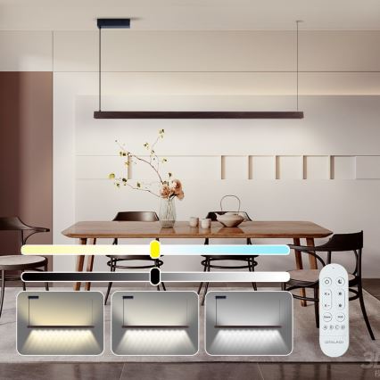 Immax NEO 07302L - LED-himennettävä riippuvalaisin vaijerilla MADEIRA LED/44W/230V Wi-Fi Tuya 202 cm pähkinänsävy + kaukosäädin