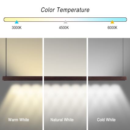 Immax NEO 07302L - LED-himennettävä riippuvalaisin vaijerilla MADEIRA LED/44W/230V Wi-Fi Tuya 202 cm pähkinänsävy + kaukosäädin
