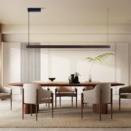 Immax NEO 07302L - LED-himennettävä riippuvalaisin vaijerilla MADEIRA LED/44W/230V Wi-Fi Tuya 202 cm pähkinänsävy + kaukosäädin