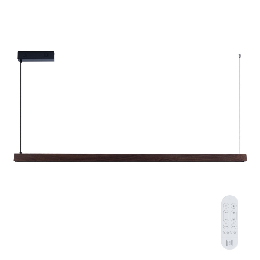 Immax NEO 07302L - LED-himennettävä riippuvalaisin vaijerilla MADEIRA LED/44W/230V Wi-Fi Tuya 202 cm pähkinänsävy + kaukosäädin