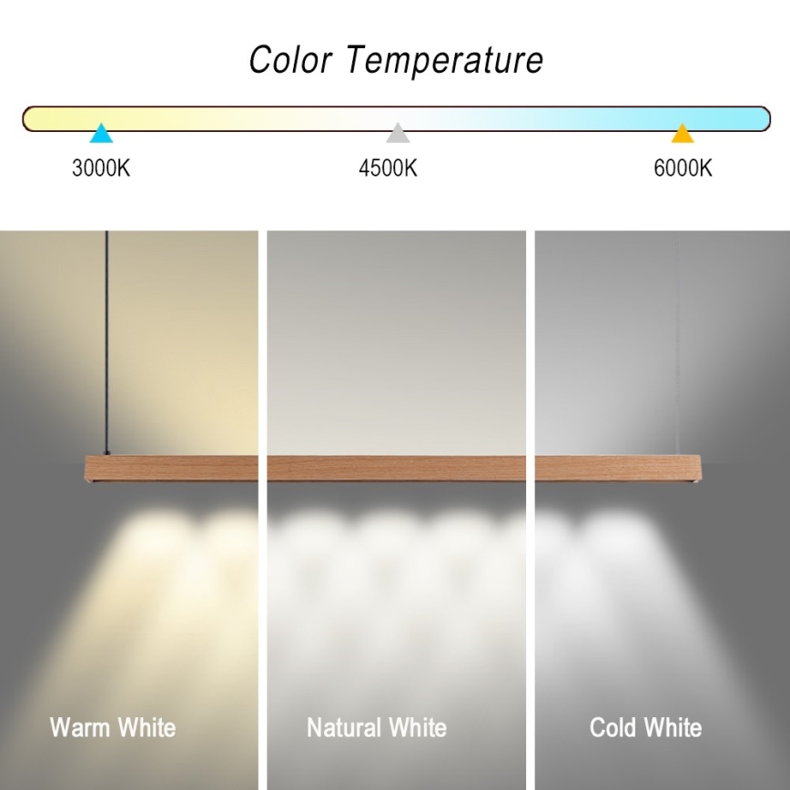 Immax NEO 07303L - MADEIRA himmennettävä LED-riippuvalaisin vaijerilla LED/26W/230V Wi-Fi Tuya 122 cm tammi + kaukosäädin