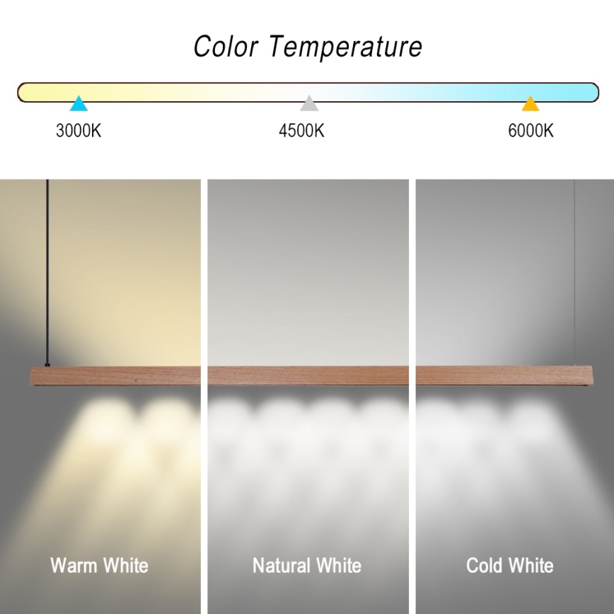Immax NEO 07304L - LED-himmennettävä riippuvalaisin vaijerilla MADEIRA LED/33W/230V Wi-Fi Tuya 152 cm tammi + kaukosäädin