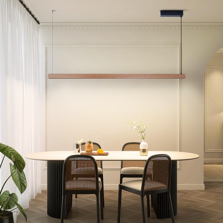 Immax NEO 07304L - LED-himmennettävä riippuvalaisin vaijerilla MADEIRA LED/33W/230V Wi-Fi Tuya 152 cm tammi + kaukosäädin