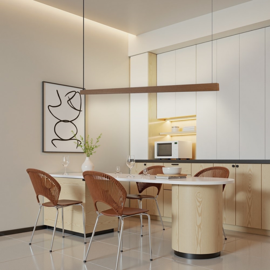 Immax NEO 07304L - LED-himmennettävä riippuvalaisin vaijerilla MADEIRA LED/33W/230V Wi-Fi Tuya 152 cm tammi + kaukosäädin