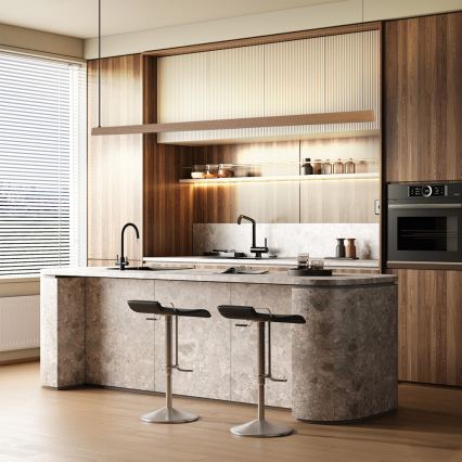 Immax NEO 07305L - himmennettävä vaijerikiinnitteinen LED-riippuvalaisin MADEIRA, 44 W/230 V, Wi‑Fi Tuya, 202 cm, tammi + kauko-ohjain