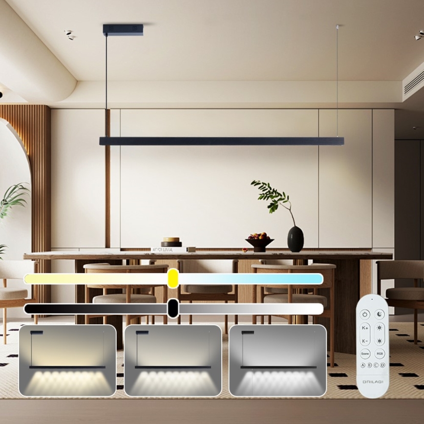 Immax NEO 07307L - LED-himmennettävä riippuvalaisin MADEIRA LED/33W/230V Wi‑Fi Tuya 152 cm musta + kaukosäädin