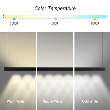Immax NEO 07307L - LED-himmennettävä riippuvalaisin MADEIRA LED/33W/230V Wi‑Fi Tuya 152 cm musta + kaukosäädin