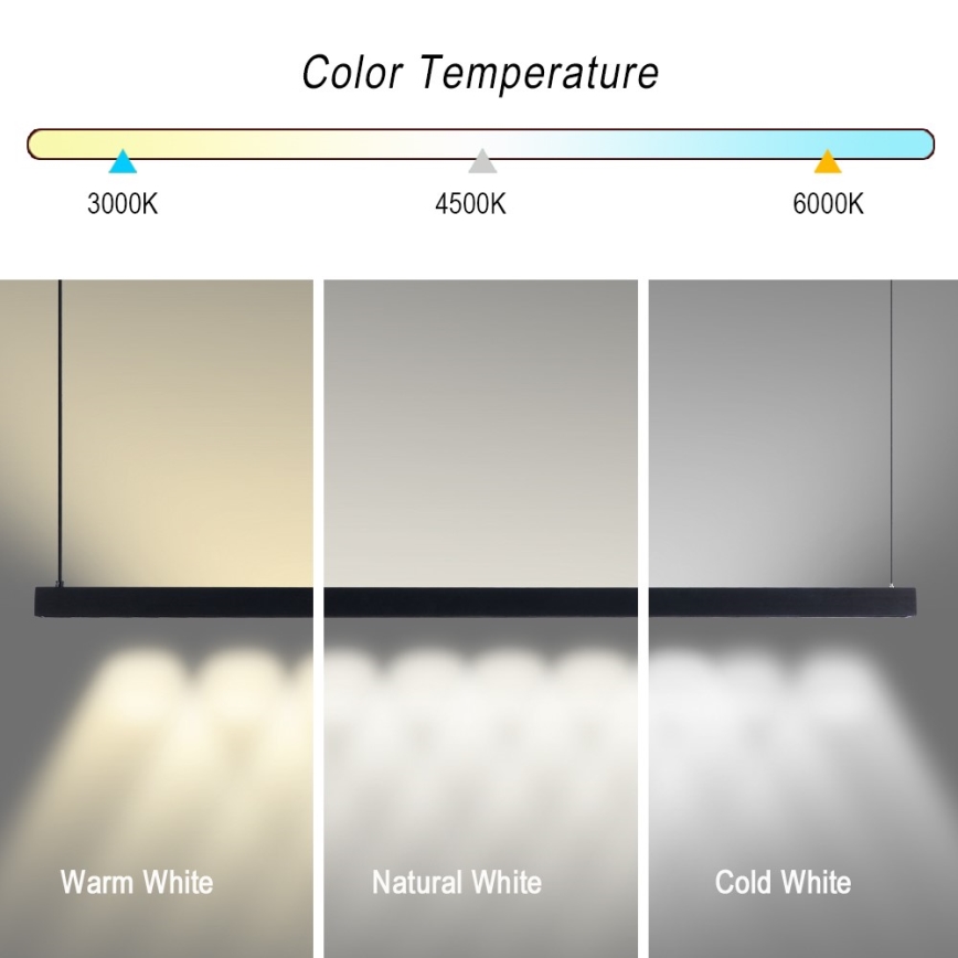 Immax NEO 07307L - LED-himmennettävä riippuvalaisin MADEIRA LED/33W/230V Wi‑Fi Tuya 152 cm musta + kaukosäädin