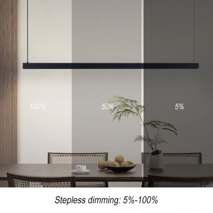 Immax NEO 07307L - LED-himmennettävä riippuvalaisin MADEIRA LED/33W/230V Wi‑Fi Tuya 152 cm musta + kaukosäädin