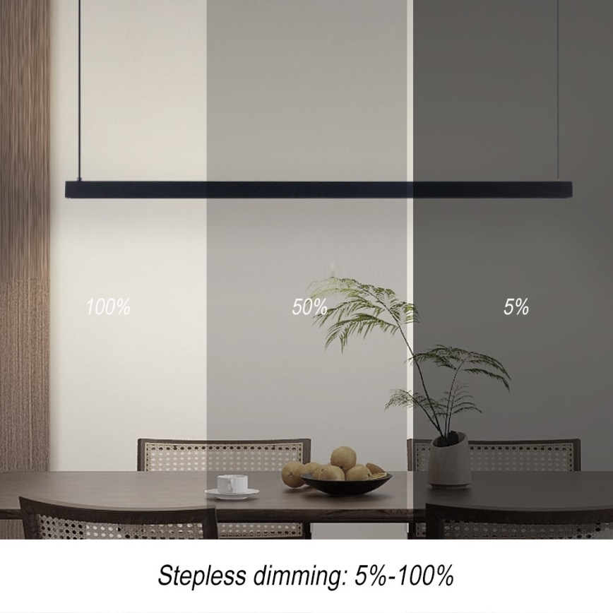 Immax NEO 07307L - LED-himmennettävä riippuvalaisin MADEIRA LED/33W/230V Wi‑Fi Tuya 152 cm musta + kaukosäädin