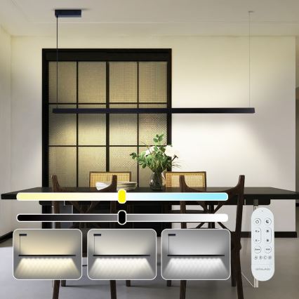 Immax NEO 07308L - Himmennettävä LED-riippuvalaisin vaijerilla MADEIRA LED/44W/230V Wi-Fi Tuya 202 cm musta + kaukosäädin