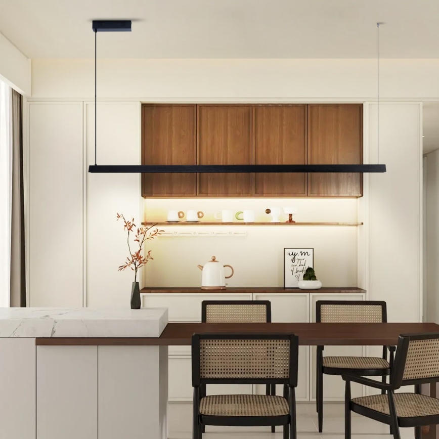 Immax NEO 07308L - Himmennettävä LED-riippuvalaisin vaijerilla MADEIRA LED/44W/230V Wi-Fi Tuya 202 cm musta + kaukosäädin