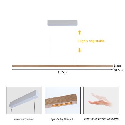 Immax NEO 07310L - LED-himmennettävä riippuvalaisin vaijerilla anturilla MADEIRA LED/37W/230V 157 cm saarni