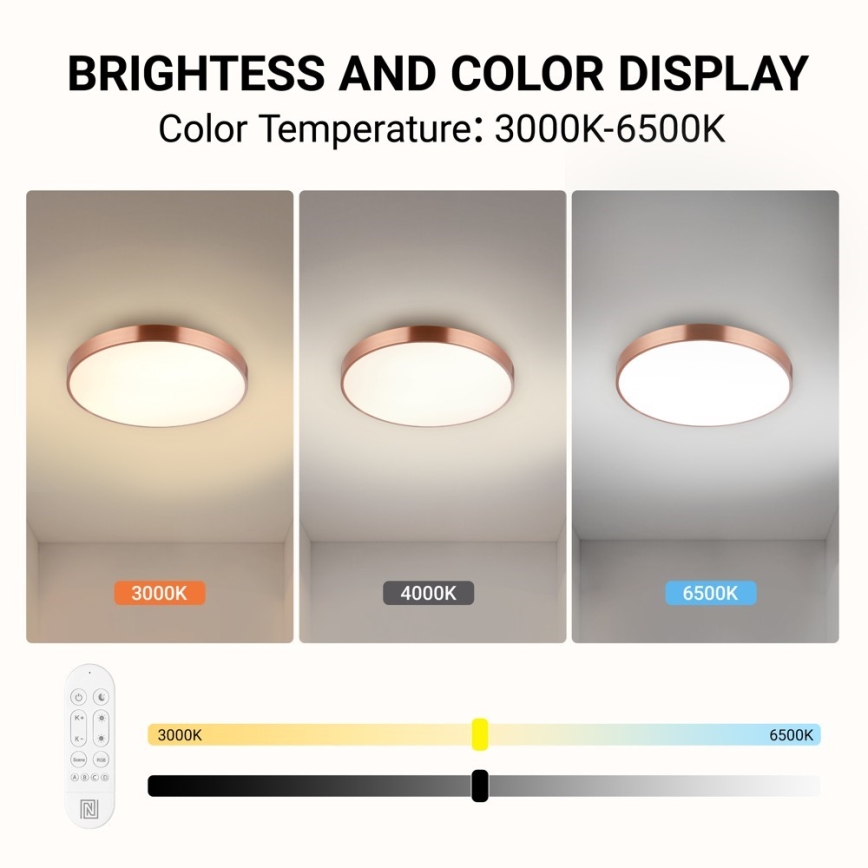 Immax NEO 07321L - Himmennettävä LED-kattovalaisin NEO LITE SEMPLICI LED/36W/230V halkaisija 40 cm kuparinvärinen + kaukosäädin