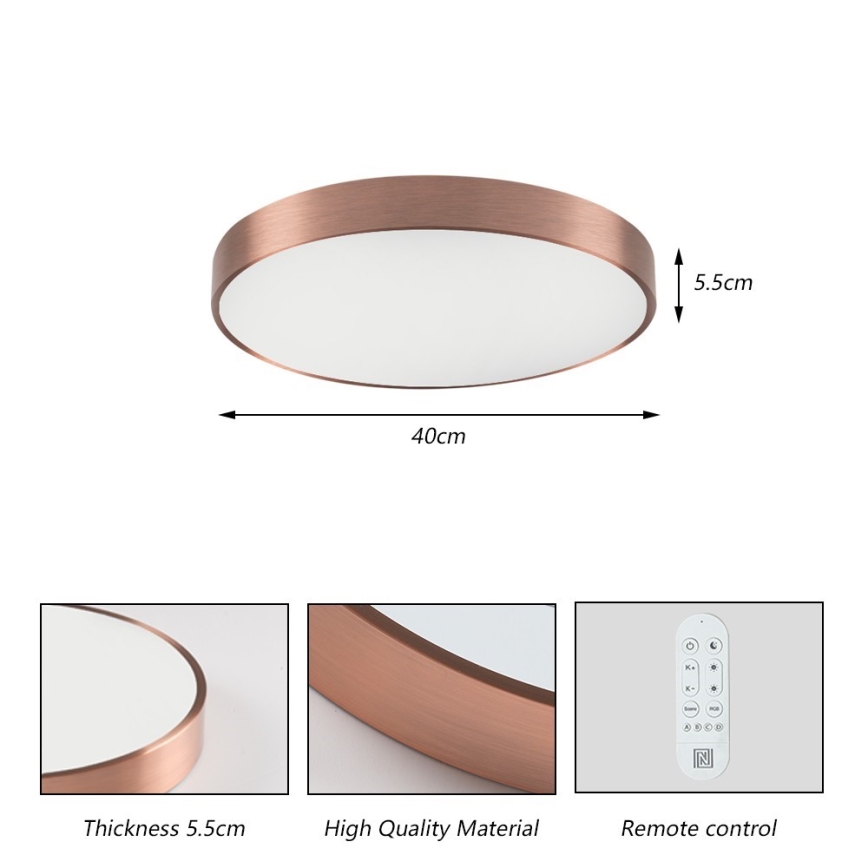 Immax NEO 07321L - Himmennettävä LED-kattovalaisin NEO LITE SEMPLICI LED/36W/230V halkaisija 40 cm kuparinvärinen + kaukosäädin