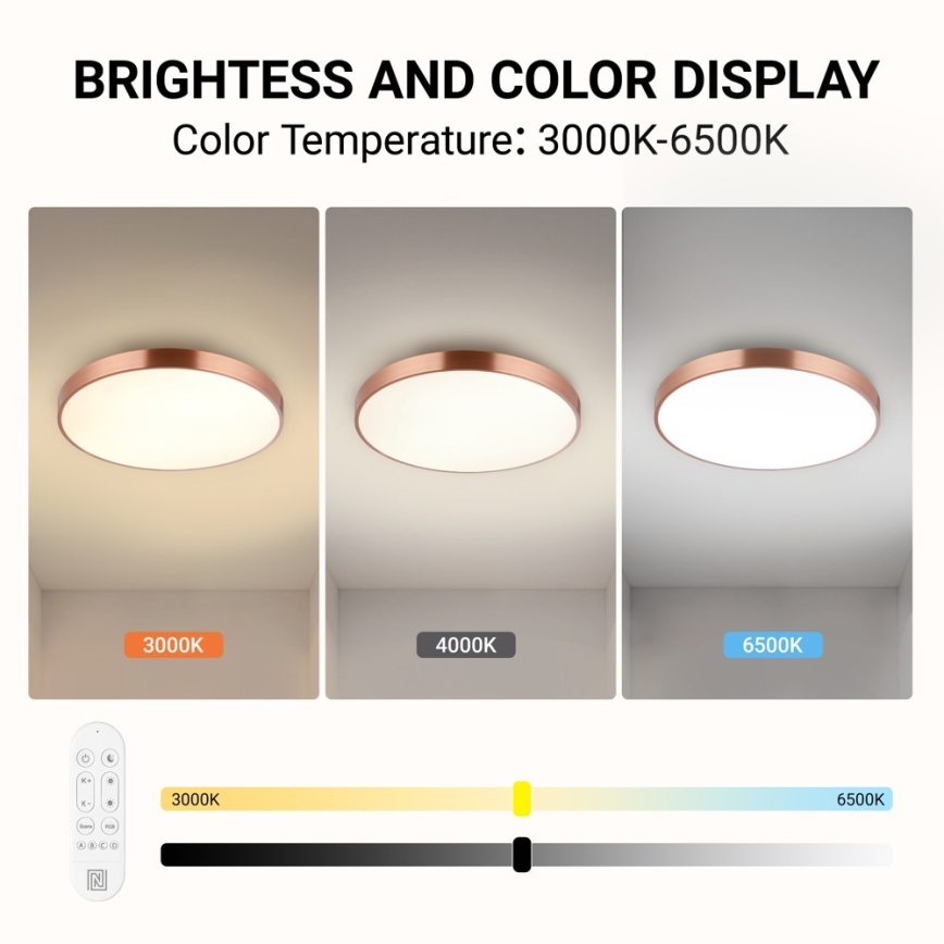 Immax NEO 07322L - himmennettävä LED-kattovalaisin NEO LITE SEMPLICI LED/60W/230V halkaisija 60 cm kuparinvärinen + kaukosäädin