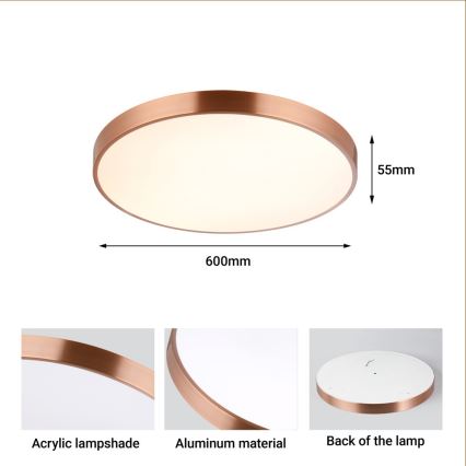 Immax NEO 07322L - himmennettävä LED-kattovalaisin NEO LITE SEMPLICI LED/60W/230V halkaisija 60 cm kuparinvärinen + kaukosäädin