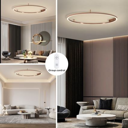 Immax NEO 07325-120C - FINO himmennettävä LED/72W/230V 120 cm kattovalaisin Tuya ruusukulta + kaukosäädin