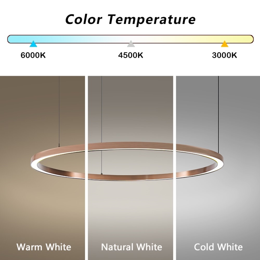 Immax NEO 07327L - himmennettävä LED-riippuvalaisin vaijerilla FINO LED/55W/230V 80 cm ruusukulta Tuya + kaukosäädin
