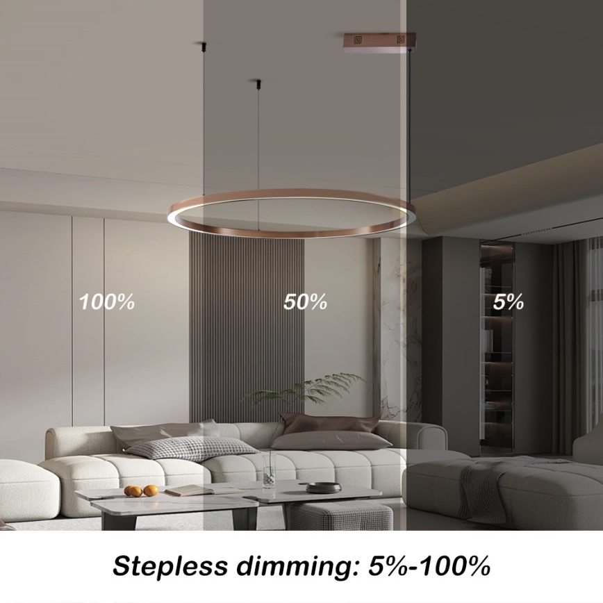 Immax NEO 07327L - himmennettävä LED-riippuvalaisin vaijerilla FINO LED/55W/230V 80 cm ruusukulta Tuya + kaukosäädin