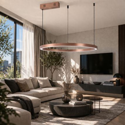 Immax NEO 07327L - himmennettävä LED-riippuvalaisin vaijerilla FINO LED/55W/230V 80 cm ruusukulta Tuya + kaukosäädin