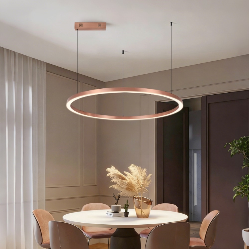 Immax NEO 07327L - himmennettävä LED-riippuvalaisin vaijerilla FINO LED/55W/230V 80 cm ruusukulta Tuya + kaukosäädin