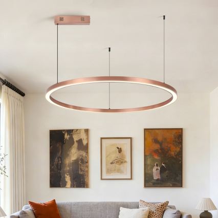 Immax NEO 07327L - himmennettävä LED-riippuvalaisin vaijerilla FINO LED/55W/230V 80 cm ruusukulta Tuya + kaukosäädin