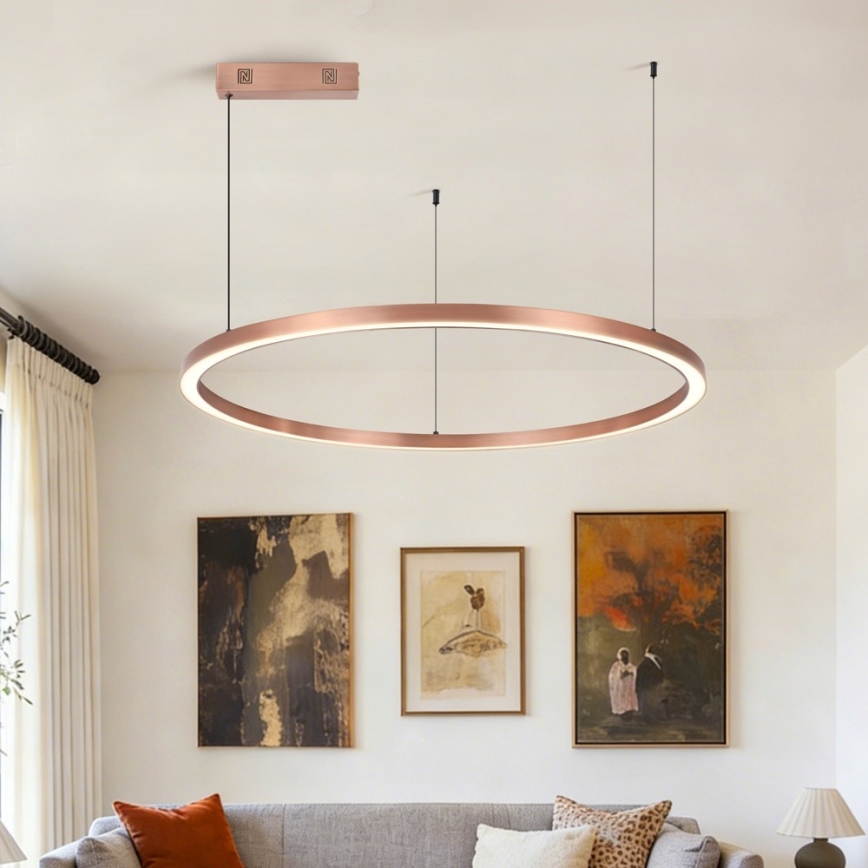 Immax NEO 07327L - himmennettävä LED-riippuvalaisin vaijerilla FINO LED/55W/230V 80 cm ruusukulta Tuya + kaukosäädin