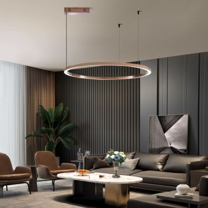 Immax NEO 07327L - himmennettävä LED-riippuvalaisin vaijerilla FINO LED/55W/230V 80 cm ruusukulta Tuya + kaukosäädin