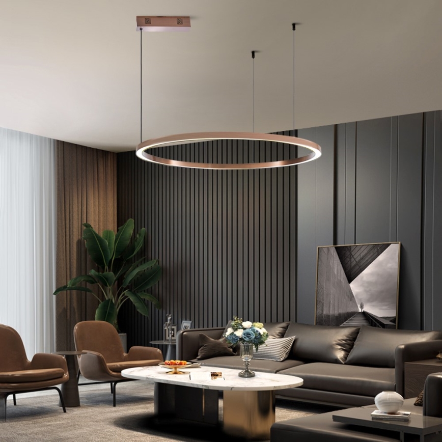 Immax NEO 07327L - himmennettävä LED-riippuvalaisin vaijerilla FINO LED/55W/230V 80 cm ruusukulta Tuya + kaukosäädin