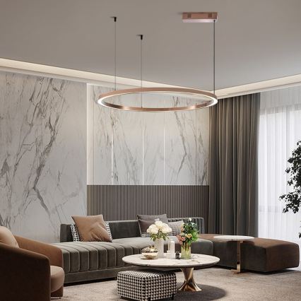 Immax NEO 07327L - himmennettävä LED-riippuvalaisin vaijerilla FINO LED/55W/230V 80 cm ruusukulta Tuya + kaukosäädin